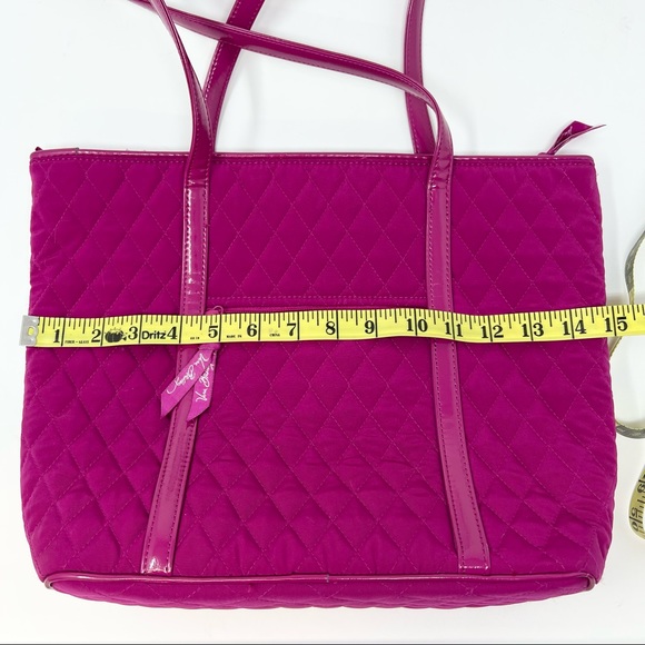 Vera Bradley Solid Fuchsia Quilted Tote Shoulder Bag - Picture 7 of 11